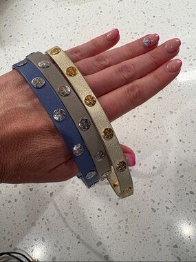 Set of 3 Tory Burch leather buckle bracelets